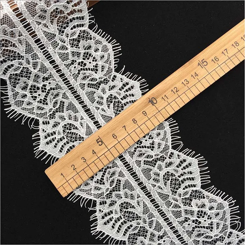 Fashion hot sale 10*300cm 100%  nylon french eyelash lace trim