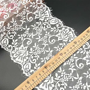 Fashion hot sale 19*300cm 100%  nylon french eyelash lace trim