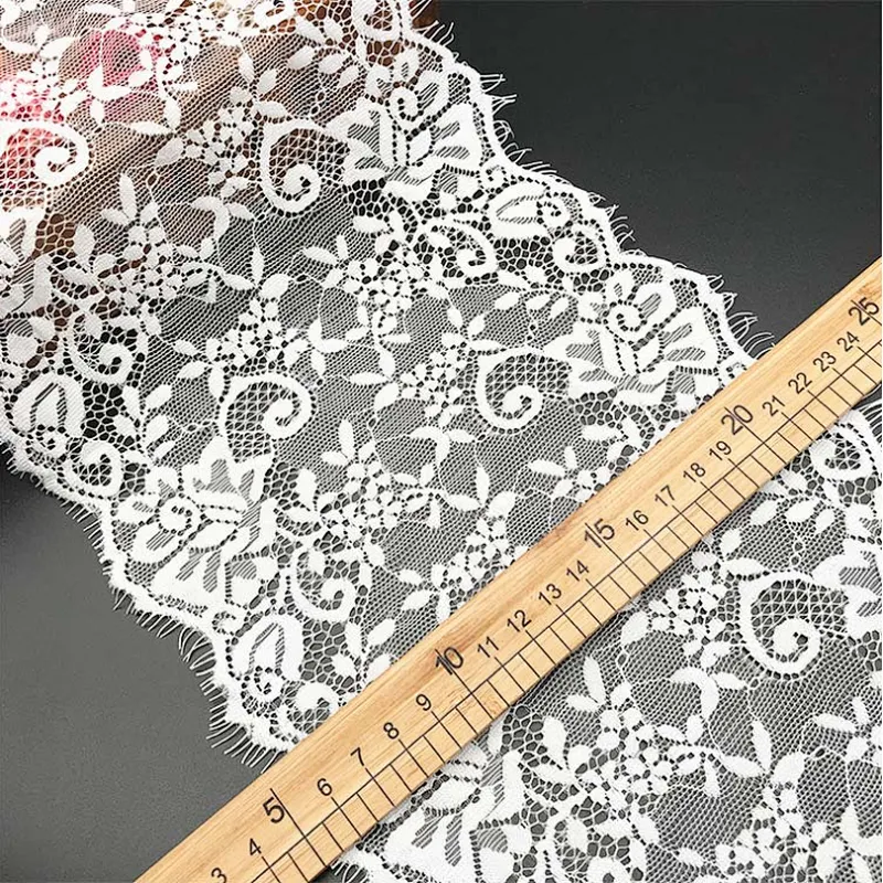 Fashion hot sale 19*300cm 100%  nylon french eyelash lace trim