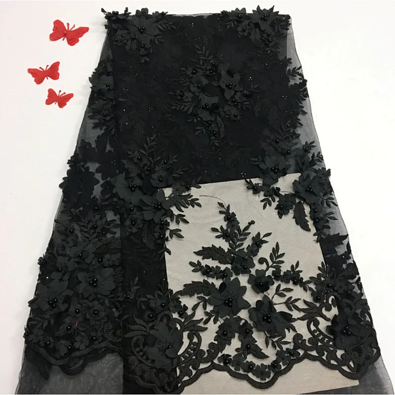 2019 new product 3d flower french embroidered wedding beaded lace fabric