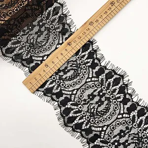 Fashion hot sale 14*300cm 100%  nylon french eyelash lace trim