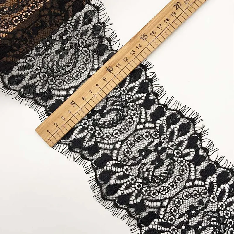 Fashion hot sale 14*300cm 100%  nylon french eyelash lace trim