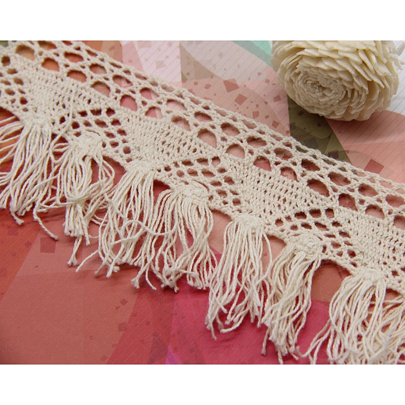 5.3cm Factory Price Eco-friendly Cotton Crochet Lace Trim for Table Cloth