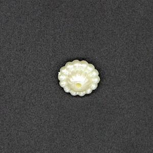 New Vivid 12mm Flower Pattern with one Hole White Plastic Beads