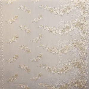 New arrival hand made luxury mesh embroidery gold thread french lace fabric