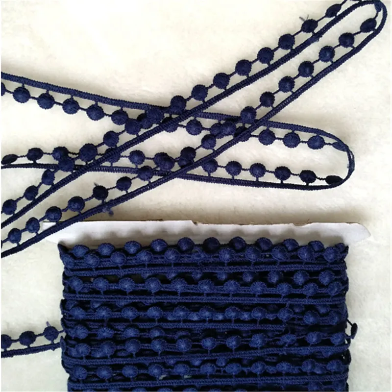 100 yard  1.2cm  Free Sample Embroidered Pom Pom Lace for Decoration
