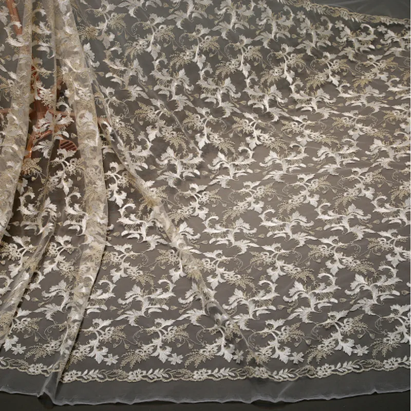 2019 african mesh net embroidery sequins tulle lace fabric
