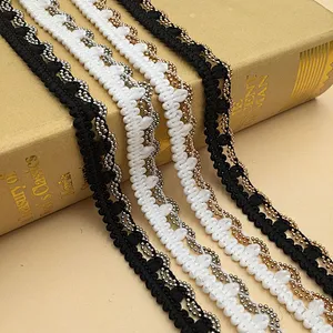 swiss metal wavy chain wool thin lace trim for dress