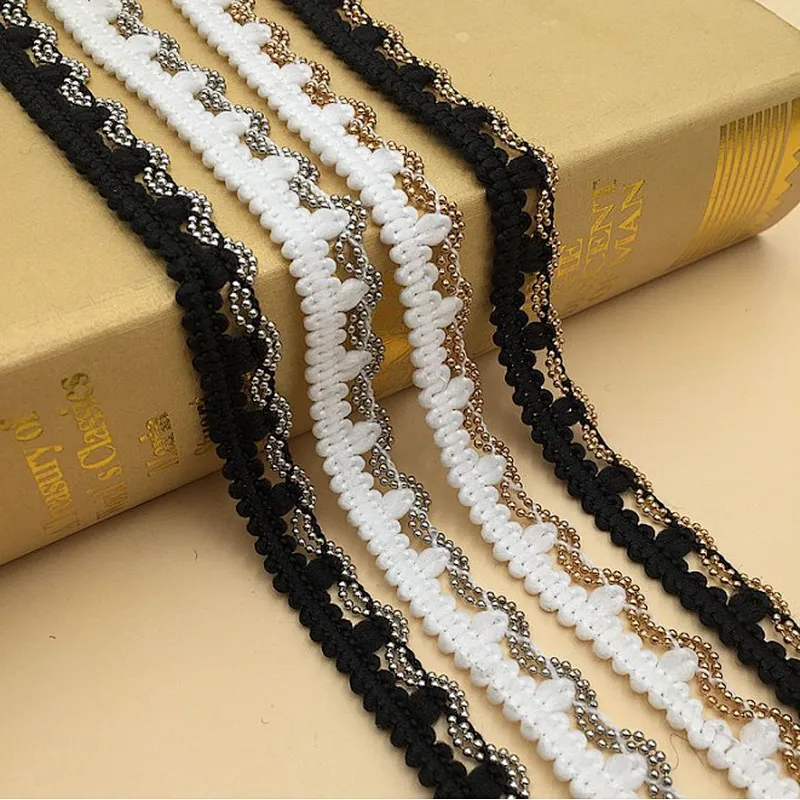 swiss metal wavy chain wool thin lace trim for dress
