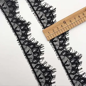Fashion hot sale 5*300cm 100%  nylon french eyelash lace trim