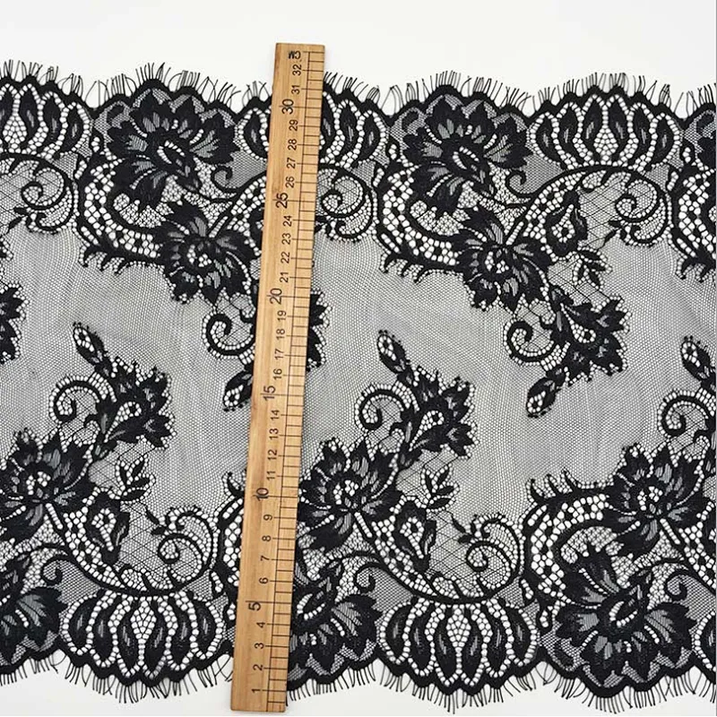 Fashion hot sale 32*300cm 100%  nylon french eyelash lace trim