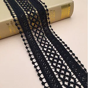 African French  Wholesale Embroidery Flower Lace Trim Fabric Roll White Lace Ribbon