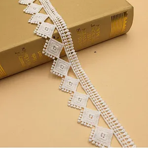 wholesale 4cm african style french polyester chemical lace for clothing, guipure lace trim