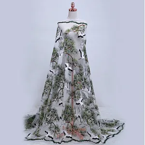 Beatuiful Bule Mesh Lace Fabric African Embroidery Net Lace Fabric For Garment