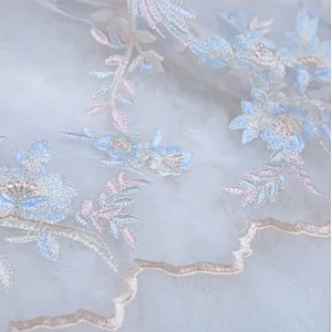 2019 new style royal  beautiful flower african mesh bridal 3D embroidery lace fabric