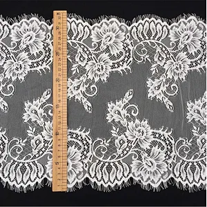 Fashion hot sale 32*300cm 100%  nylon french eyelash lace trim
