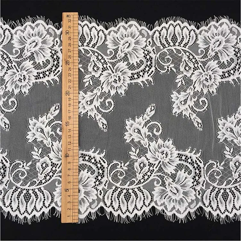 Fashion hot sale 32*300cm 100%  nylon french eyelash lace trim