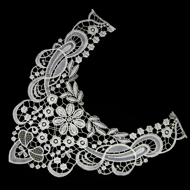 19cm Vivid Plants Pattern Graceful Curve Milk yarn Collar Lace