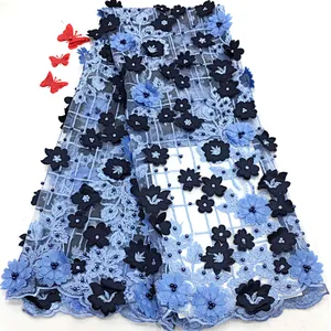 2019 high-grade embroidery fabric 3D French lace embroidery fabric wedding dress fabric