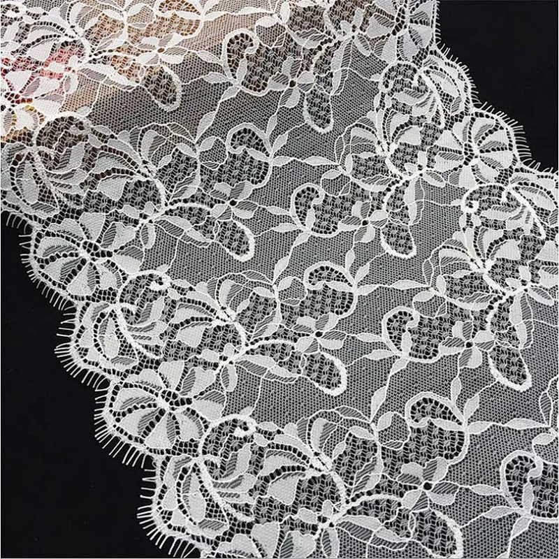 Fashion hot sale 25*300cm 100%  nylon french eyelash lace trim