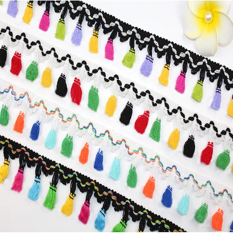 wholesale french 4.5cm  high quality colors thin tassel lace trim for garment accessories