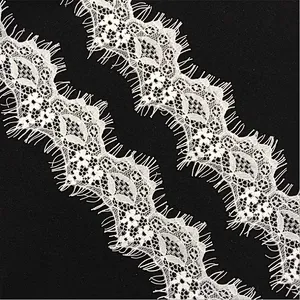 Fashion hot sale 5*300cm 100%  nylon french eyelash lace trim