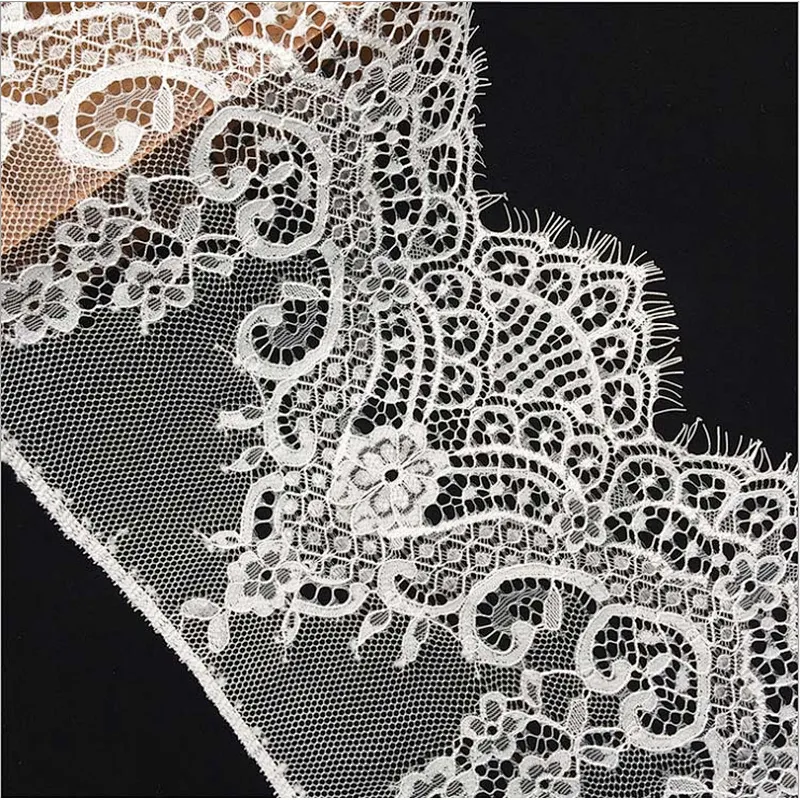 Fashion hot sale 19*300cm 100%  nylon french eyelash lace trim