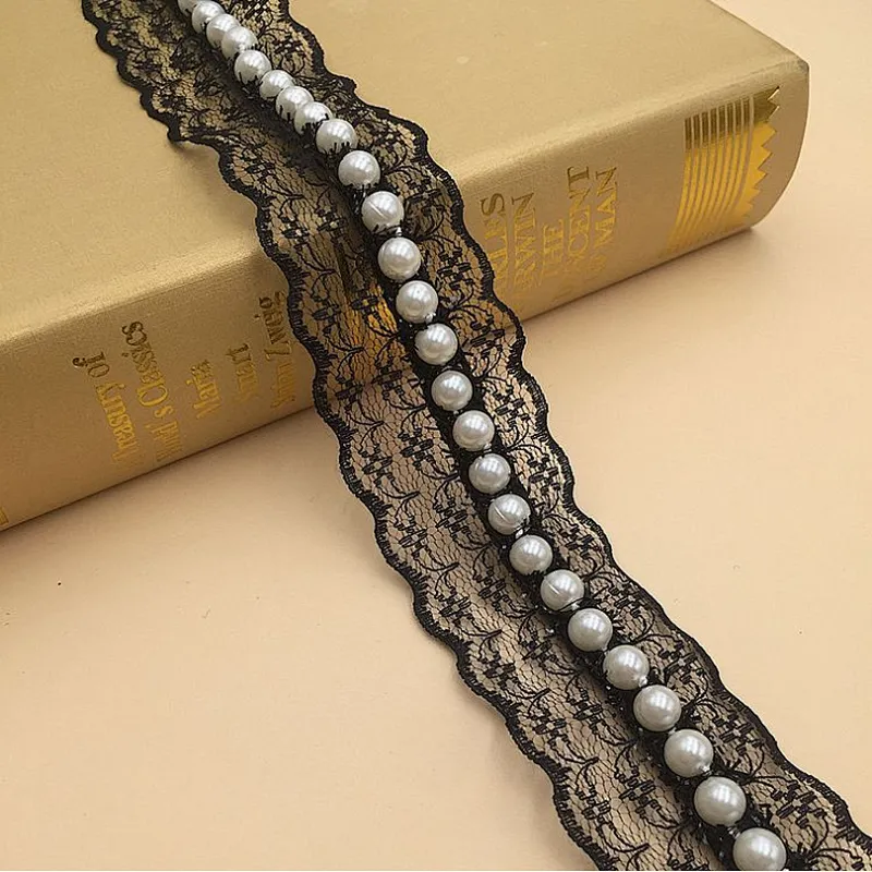 New African Fashion Non-elastic Lace Imitation Pearl Lace For dress accessories