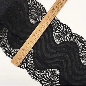 Fashion hot sale 19*100cm black&white french eyelash floral lemo lace