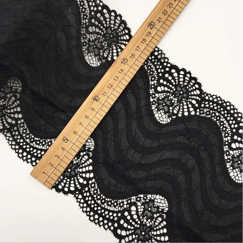 Fashion hot sale 19*100cm black&white french eyelash floral lemo lace