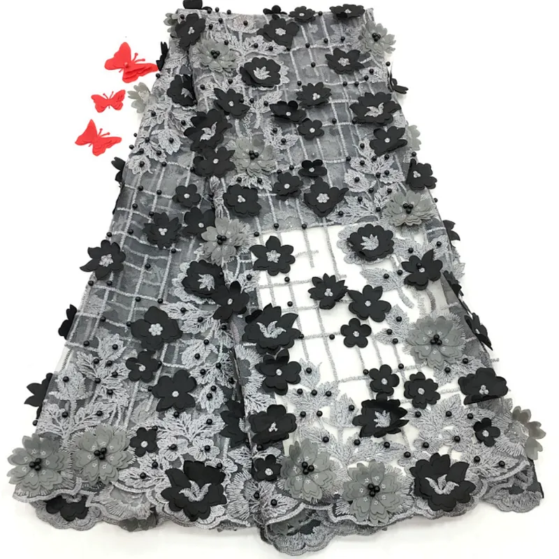 2019 high-grade embroidery fabric 3D French lace embroidery fabric wedding dress fabric