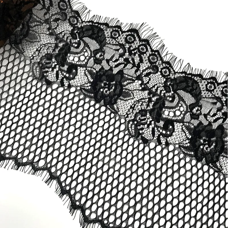 New Design 300*26cm Guipure Eyelash Border French Lace For Bridal Dress