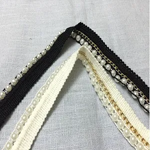 best selling fashion african lace fabric beads metal chain lace trim apparel decoration acrylic fabric
