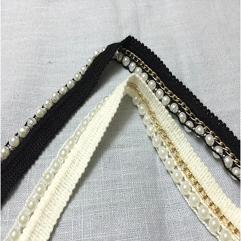 best selling fashion african lace fabric beads metal chain lace trim apparel decoration acrylic fabric