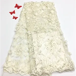 2019 best hot selling embroidery lace fabric beaded polyester embroidered fabric lace