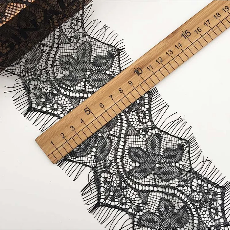 Fashion hot sale 10.5*300cm 100%  nylon french eyelash lace trim