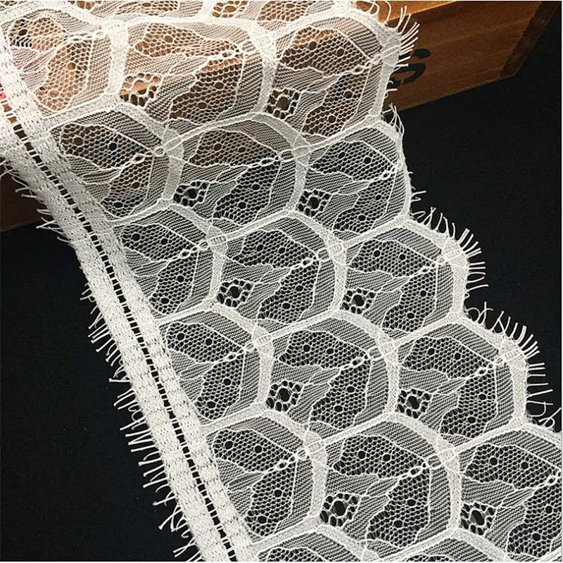 Fashion hot sale 12.5*300cm 100%  nylon french eyelash lace trim