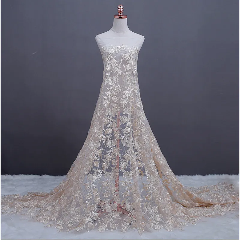 African Lace Fabric Bridal Wedding Beautiful 3D Flowers Lace High Quality nigerian mesh lace fabric