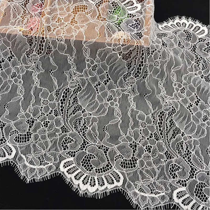 Fashion hot sale 32*300cm 100%  nylon french eyelash lace trim