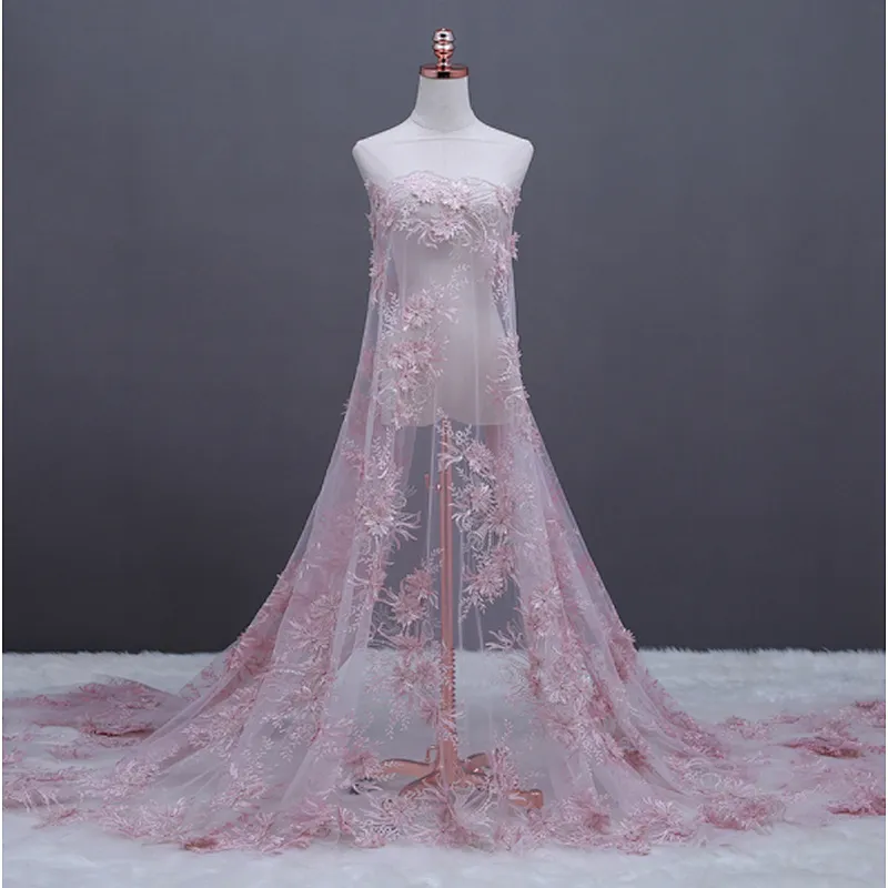 Hot selling african wedding lace fabric embroidery tulle mesh textile lace fabric