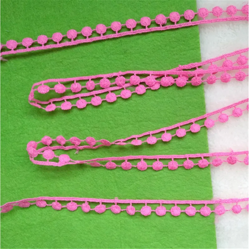 100 yard  1.2cm  Free Sample Embroidered Pom Pom Lace for Decoration
