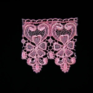 Pink Polyester Flower Pattern 10cm Clothes Chemical Lace