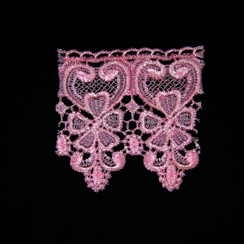 Pink Polyester Flower Pattern 10cm Clothes Chemical Lace