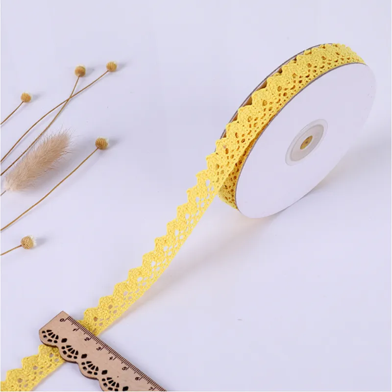 Factory direct sale stock african cotton/polyester  lace trim cotton ribbon for home textile