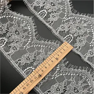 Fashion hot sale 13*300cm 100%  nylon french eyelash lace trim