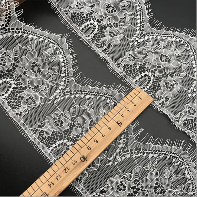 Fashion hot sale 13*300cm 100%  nylon french eyelash lace trim