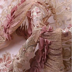 Bead Lace 2019 Mesh 3d Embroidered Applique Flower Embroidery Fashion Fabric