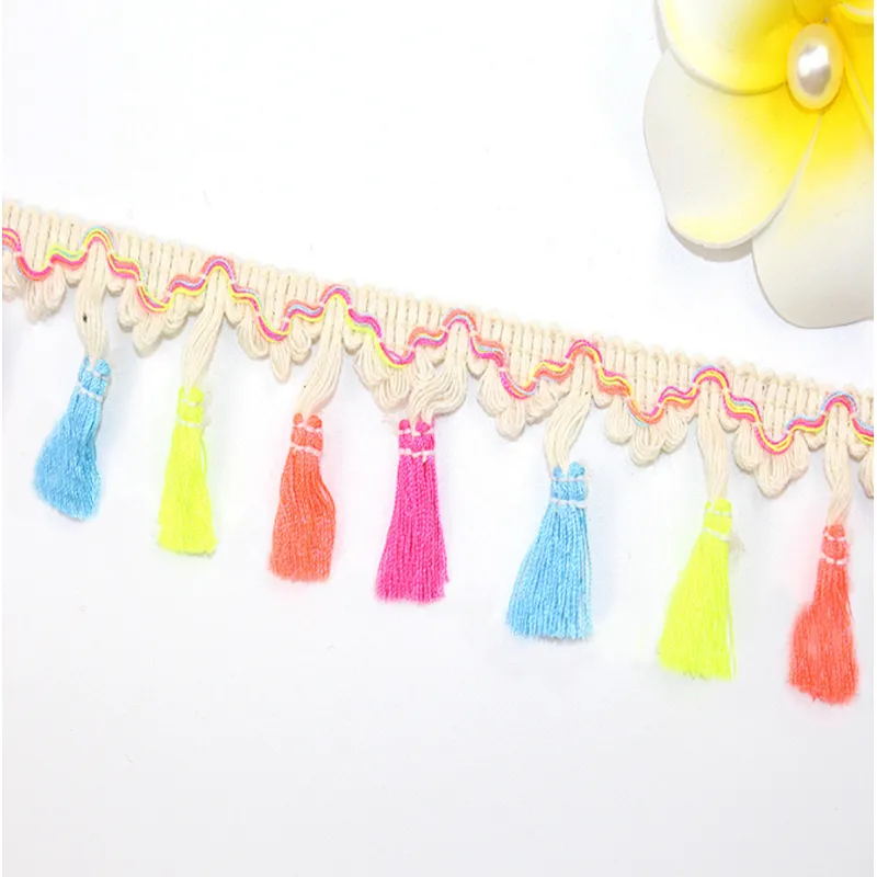 wholesale french 4.5cm  high quality colors thin tassel lace trim for garment accessories