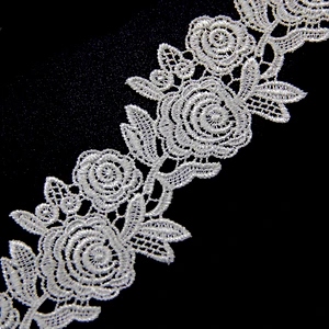 6.1cm  100% Polyester Chemical Embroidery  Lace Fabric