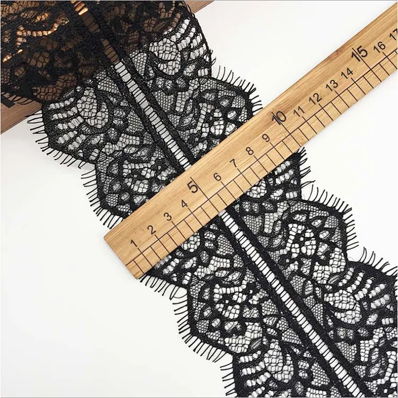 Fashion hot sale 10*300cm 100%  nylon french eyelash lace trim
